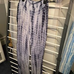 Tie dyed blue and white linen pants size L